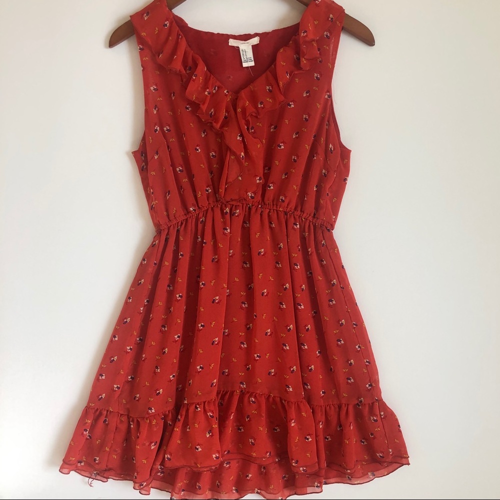 Red Flowered Peasant Dress- got from forever 21